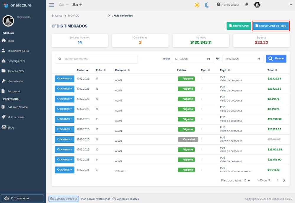 Captura módulo descarga xml - apartado de retenciones