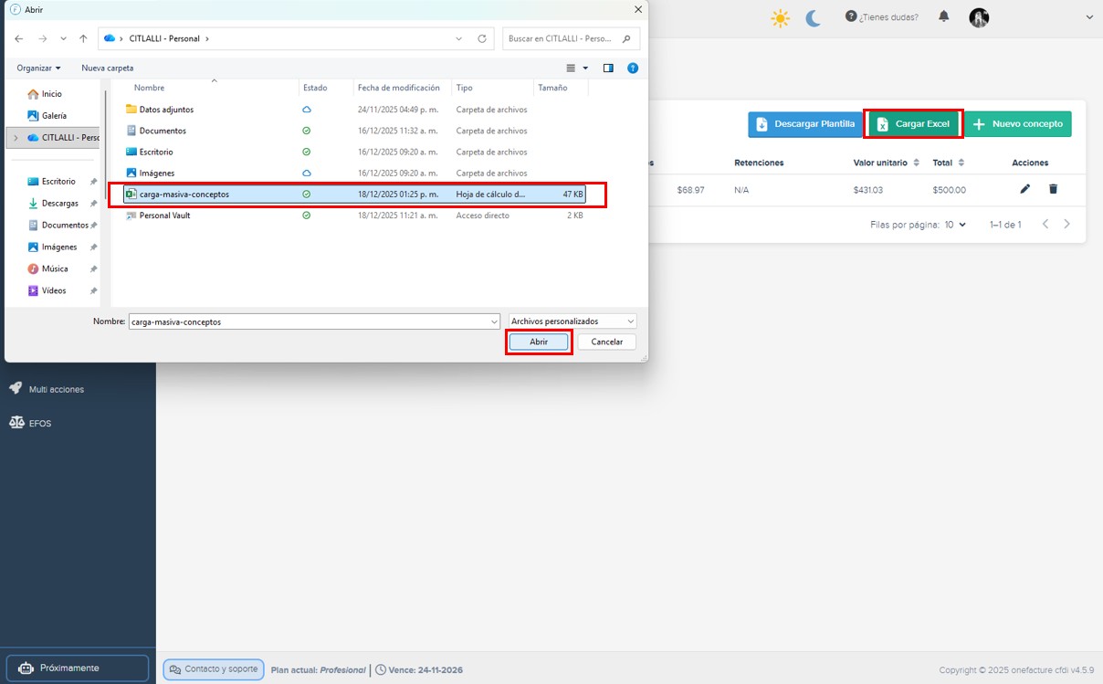 Captura módulo descarga xml - apartado de retenciones
