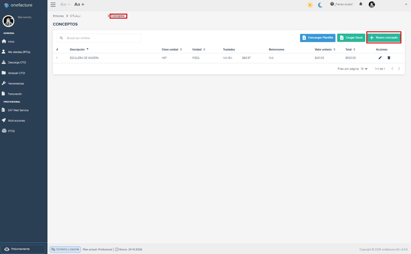 Captura módulo descarga xml - selección de cliente